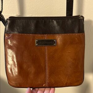Tignanello Brown and Black Leather Bag